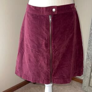 Madewell Burgundy Velvet Mini Skirt - Size 6